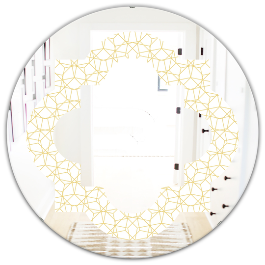 Designart 24-in x 24-in Abstract Geometrical Modern Round Wall Mirror in Gold