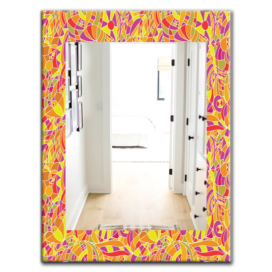 Designart 35.4-in x 23.6-in Yellow/Gold Hand Modern Mirror