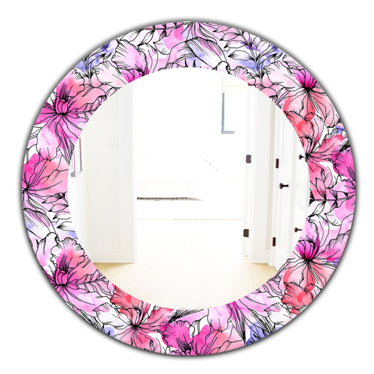 Designart 24-in x 24-in Pink Blossom Modern Mirror
