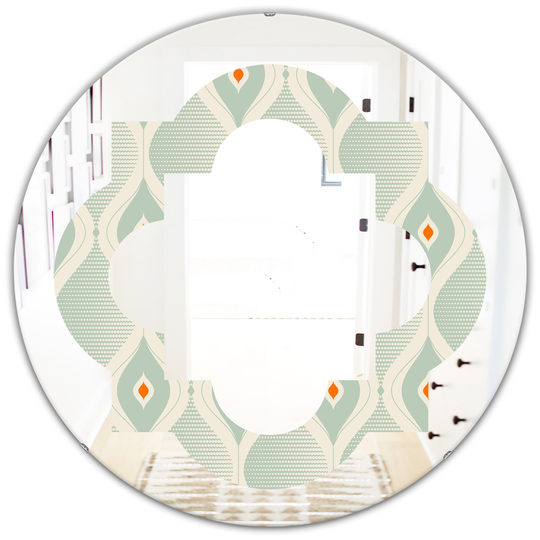 Designart Green 24-in Round Retro Abstract Drops VII Polished Wall Mirror