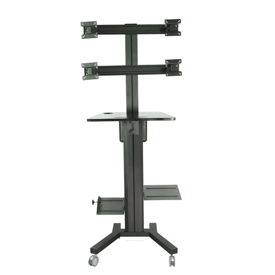 TygerClaw PC Cart - 4 Monitors - 13" to 17" - Steel - Black