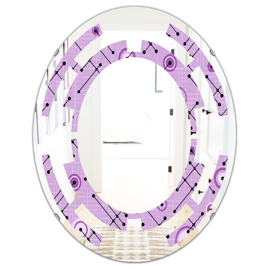 Designart Oval 31.5-in L x 23.7-in W Purple 1950 Retro Pattern III Modern Polished Wall Mirror