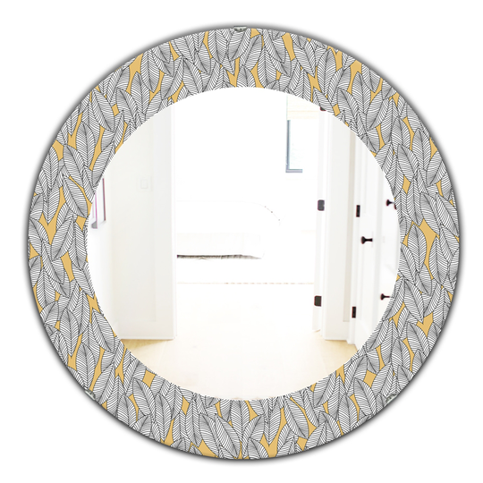 Designart 24-in x 24-in Brown Leaves Modern Mirror