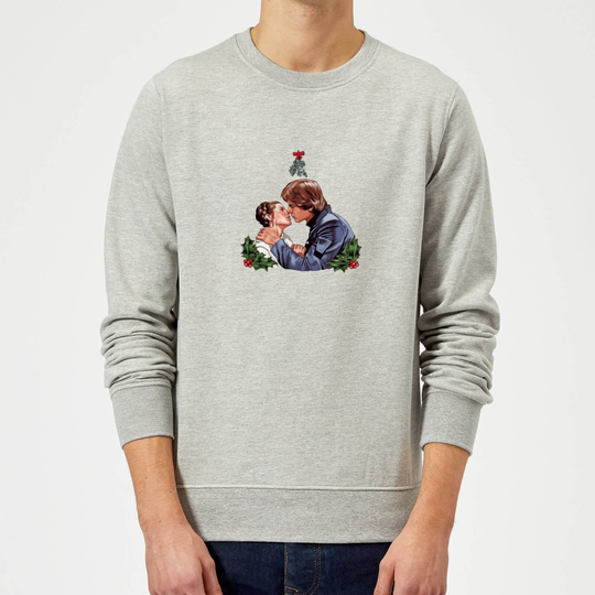 Star Wars Mistletoe Kiss Grey Christmas Jumper - S