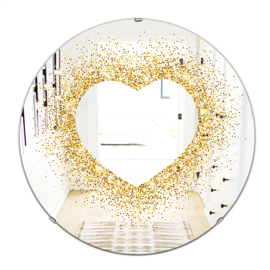 Designart Glitter Heart Round 24-in L x 24-in W Polished Glam Gold Wall Mounted Mirror
