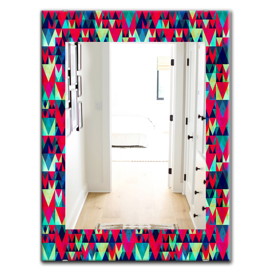 Designart Red 35.4-in x 23.6-in Triangular Colourfields Modern Mirror