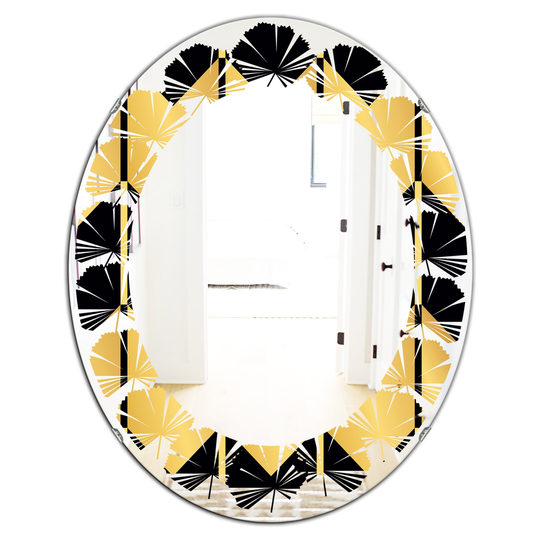 Designart 31.5-in x 23.7-in Gold Luxury Metallic/Geometrics V Modern Oval Wall Mirror