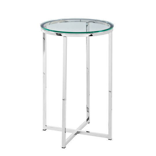 Walker Edison Round Side Table - 16-in - Glass/Chrome