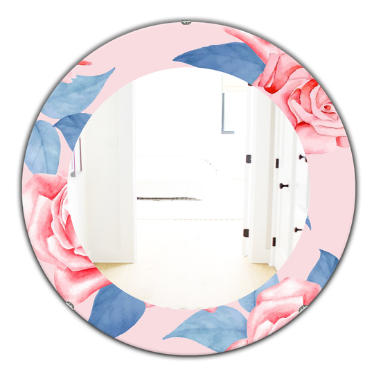 Designart Canada 24-in L x 24-in W Round Pink Blossom Polished Wall Mirror