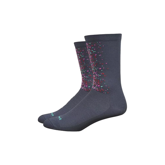 Defeet Aireator 6" Splatter Socks - M} - Graphite-Multi