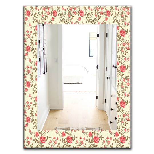 Designart 35.4-in x 23.6-in Yellow/Gold/Pink Blossom Mirror