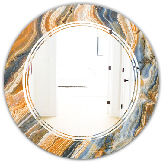 Designart Canada Round 24-in W x 24-in L Multicolour Marbled Geode Polished Wall Mirror