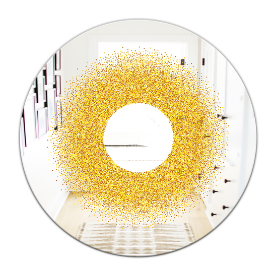 Designart Luxury Golden Glitter Round Round 24-in L x 24-in W Polished Glam Wall Mounted Mirror