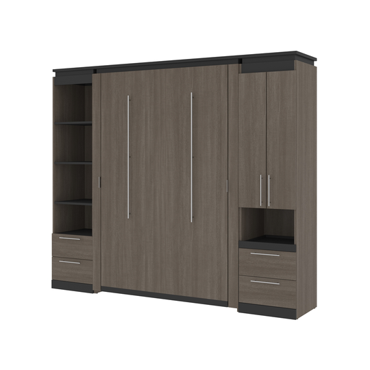 Bestar Orion Full Murphy Bed Integrated Storage - Bark grey & Graphite