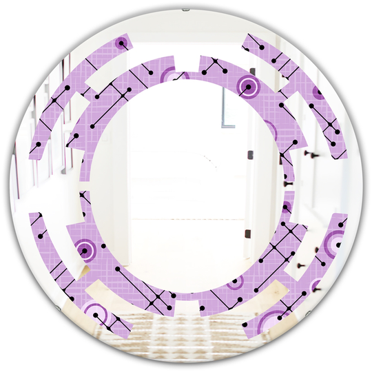 Designart Round 24-in Purple 1950 Retro Pattern III Modern Polished Wall Mirror