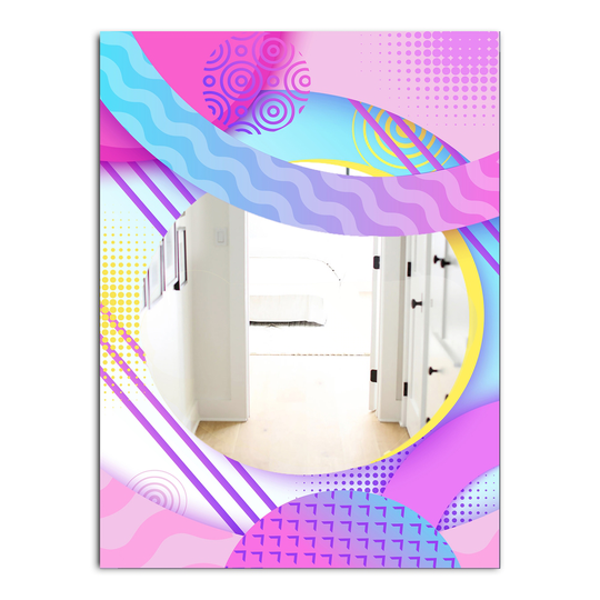 Designart Spacy Dimensions 10 Rectangular 35.4-in L x 23.6-in W Polished Mid-Century Pink Wall Mounted Mirror