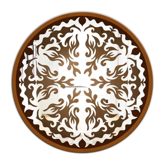 Designart Mandala Round 24-in L x 24-in W Polished Eclectic Bronze/Brown Wall Mounted Mirror