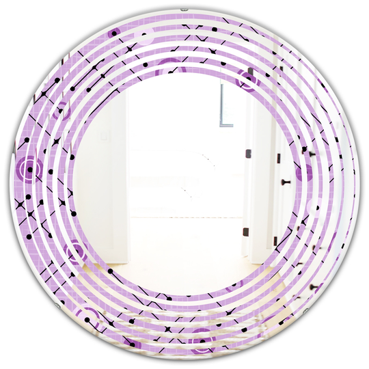 Designart Purple 24-in Round 1950 Retro Pattern III Modern Polished Wall Mirror