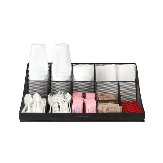 Mind Reader Black Metal Mesh 11-Compartment Coffee Organizer