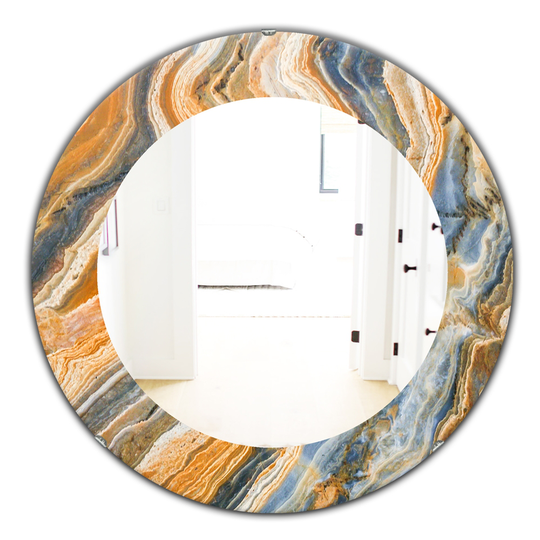 Designart Canada 24-in L x 24-in W Round Multicolour Marbled Geode Polished Wall Mirror