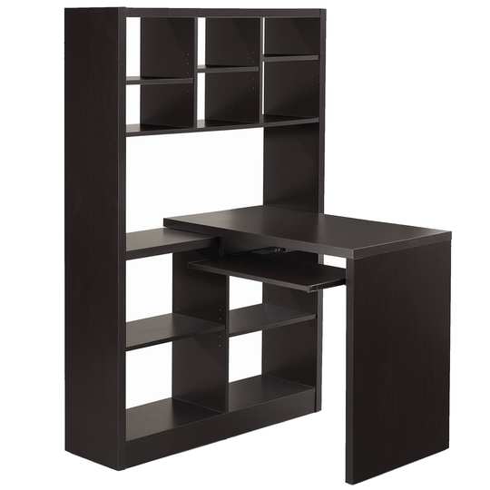 Monarch Specialties Monarch 35.5-in x 60-in Cappuccino Left or Right Side Shelf Desk