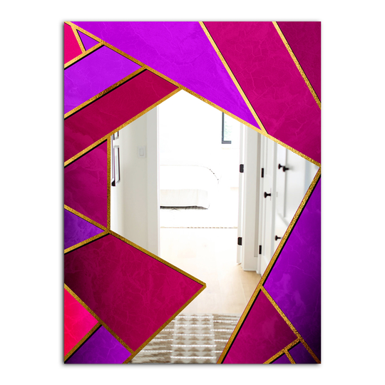 Designart Glorious Rosy Bliss Rectangular 35.4-in L x 23.6-in W Polished Mid-Century Purple Wall Mounted Mirror