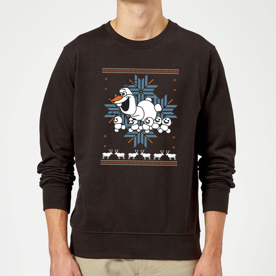 Disney Frozen Christmas Olaf And Snowmens Black Christmas Jumper - S
