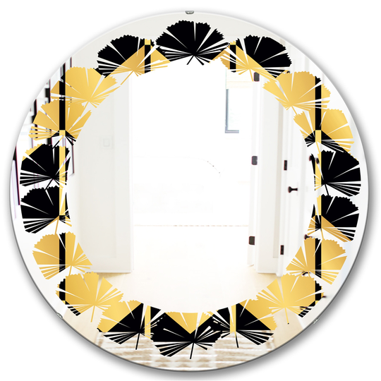 Designart 24-in x 24-in Gold Luxury Metallic Geometrics V Modern/Round Wall Mirror