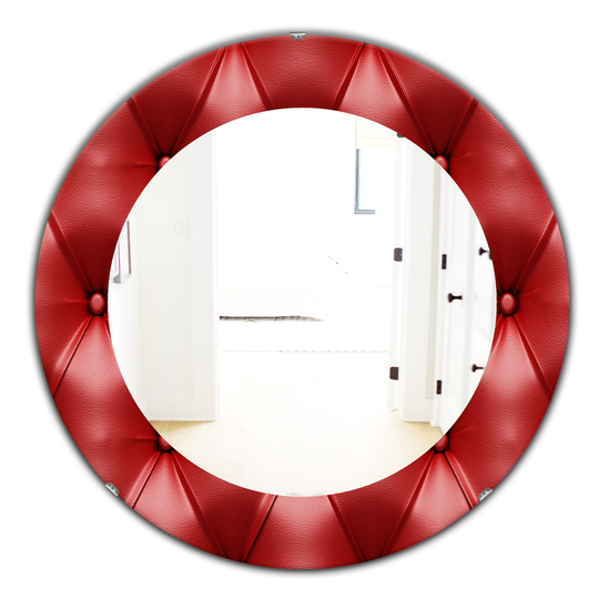 Designart 24-in x 24-in Red Leather Print III Modern Mirror