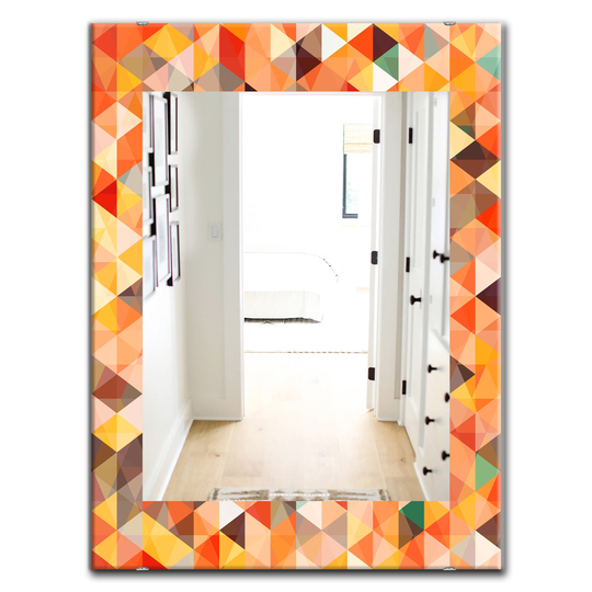 Designart Canada 35.4-in L x 23.6-in W Rectangle Triangular Colourfields Traditional Polished Wall Mirror