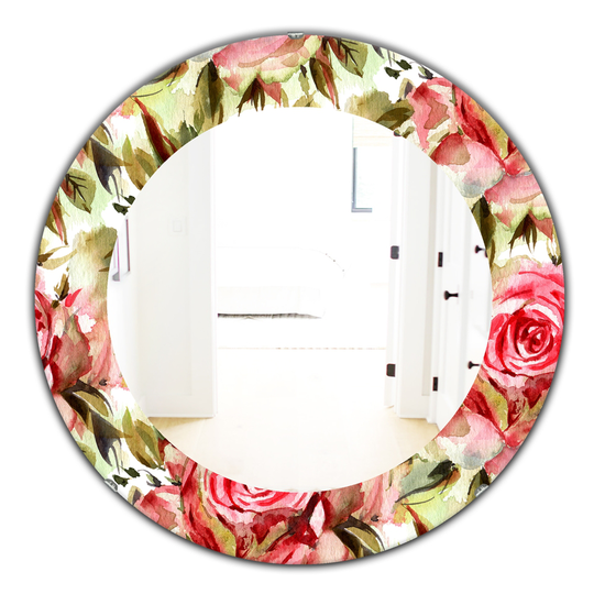 Designart Canada Round 24-in L x 24-in W Pink Blossom Polished Wall Mirror