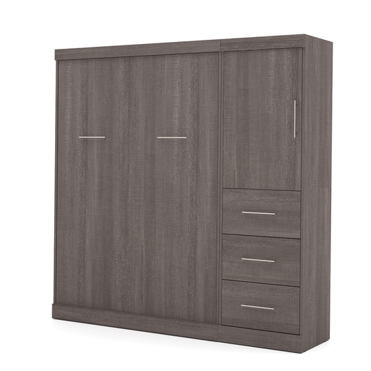 Bestar Nebula Grey Full Murphy Bed Integrated Storage