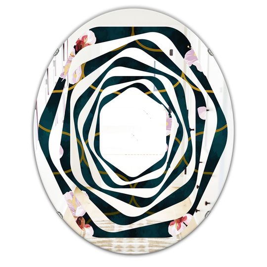 Designart 31.5-in Retro Flower Pattern II Cottage Oval Wall Mirror in Pink