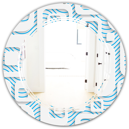 Designart 24-in Round 3D Blue and White Pattern I Polished Wall Mirror