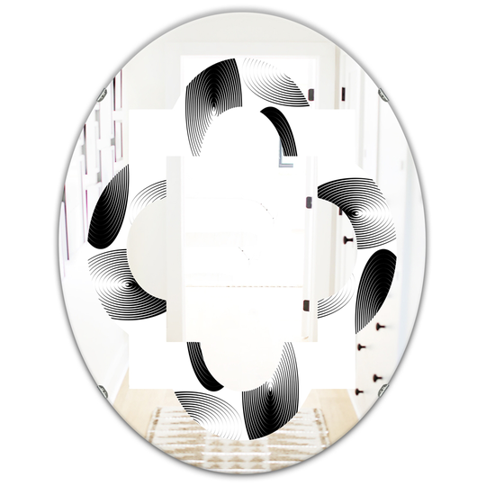 Designart 31.5-in x 23.7-in Black Geometrical Abstract Pattern IV Modern Oval Wall Mirror