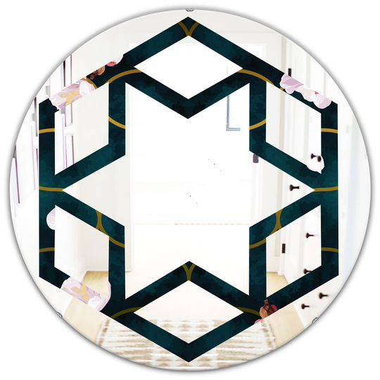 Designart 24-in x 24-in Retro Pink Flower Pattern II Cottage Round Wall Mirror