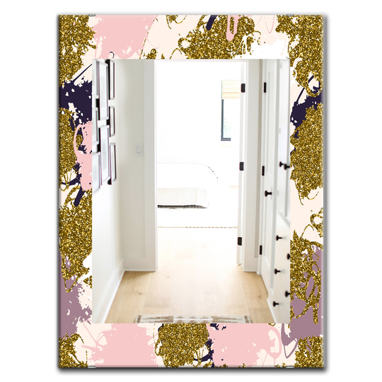 Designart Canada 35.4-in L x 23.6-in W Rectangle Pink and Gold Spheres Polished Wall Mirror