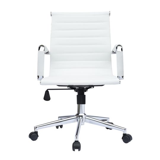 FM Furniture Brisbane White Contemporary Ergonomic Adjustable Height Swivel Desk Chair