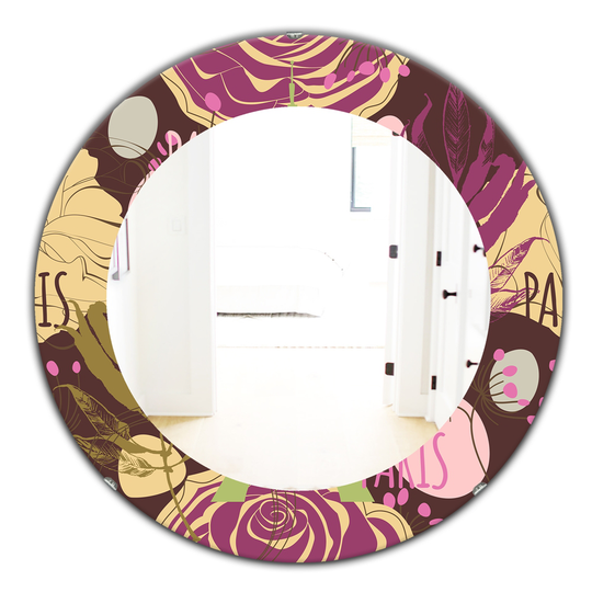 Designart Canada 24-in L x 24-in W Round Retro Roses Polished Wall Mirror