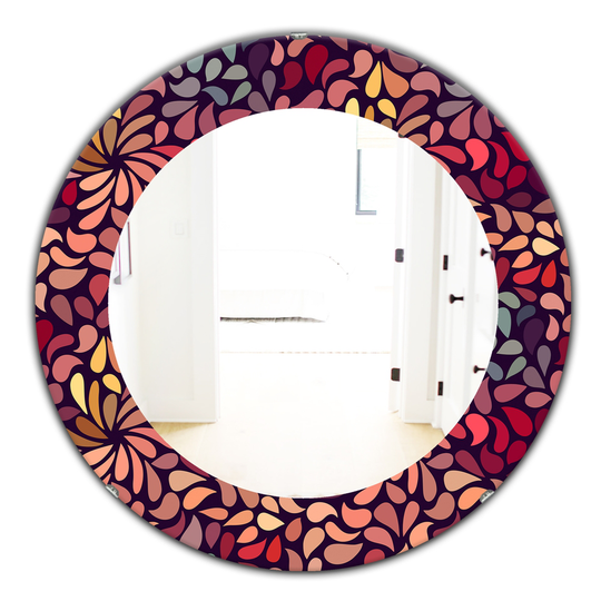 Designart 24-in x 24-in Red Abstract Floral Pattern Bohemian and Eclectic Mirror