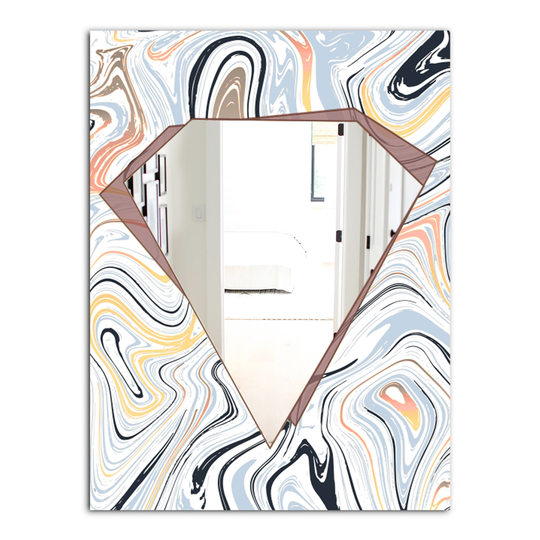 Designart Marbled Diamond 7 Rectangular 35.4-in L x 23.6-in W Polished Mid-Century Multicolour Wall Mounted Mirror
