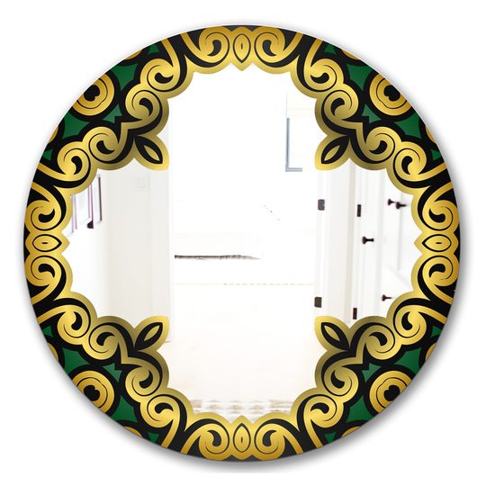 Designart Gold Cut Out Cross Round 24-in L x 24-in W Polished Modern Wall Mounted Mirror