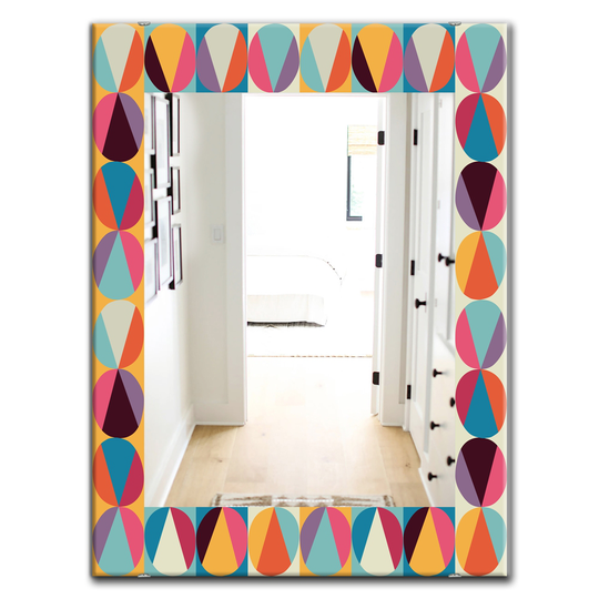 Designart 35.4-in x 23.6-in Blue Circular Dance Modern Mirror