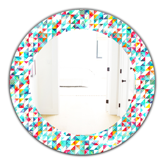 Designart 24-in x 24-in Blue Triangular Colourfields Modern Mirror