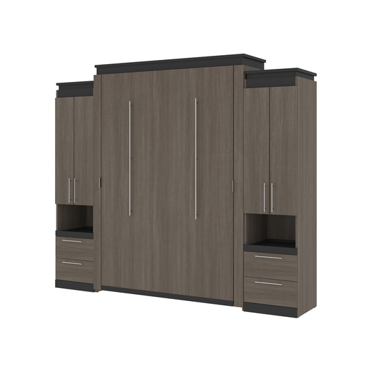 Bestar Orion Bark grey & Graphite Queen Murphy Bed with Integrated Storage