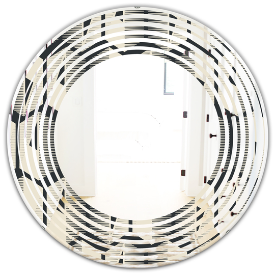 Designart 24-in Round Black Abstract Retro Triangular Geometrics Modern Polished Wall Mirror