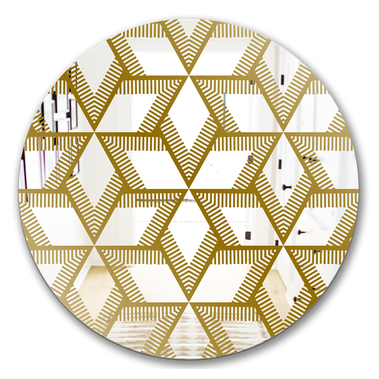 Designart Diamonds in Stars Round 24-in L x 24-in W Polished Glam Gold Wall Mounted Mirror
