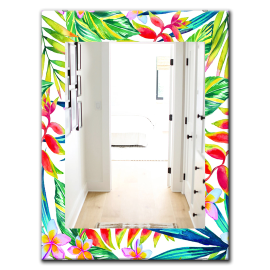 Designart Canada 35.4-in L x 23.6-in W Rectangle Multicolour Tropical Mood Bright Polished Wall Mirror