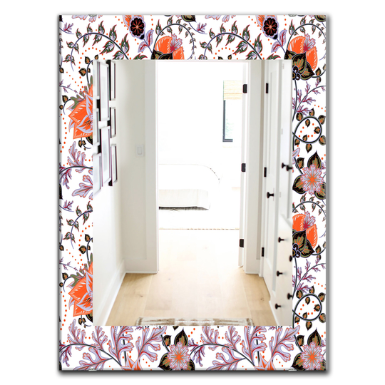 Designart 35.4-in x 23.6-in Orange Pattern Vintage Decorative Elements Mirror