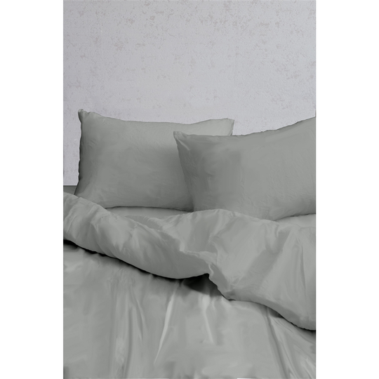 Myne Stone Grey Cotton Sateen Antibacterial King/California King Duvet Cover Set - 3-Piece